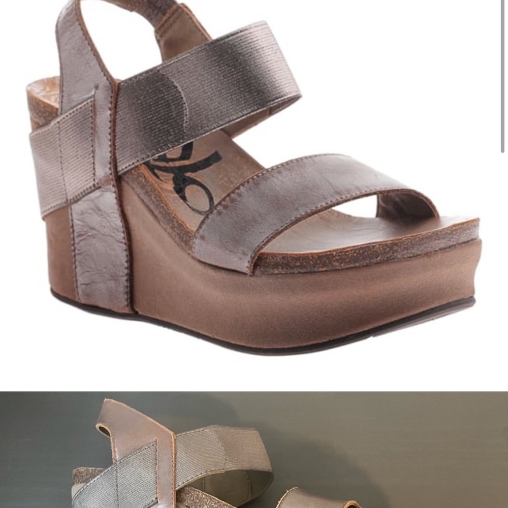 OTBT Brown Wedge Sandals with Adjustable Straps
